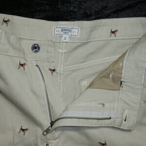 Men’s Beagle Dog Print Stretch Shorts Chino Size 32 Coastland Wash Hampton Flat